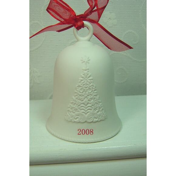 HALLMARK WHITE PORCELAIN BELL FROM 2008-WITH BOX - Picture 3 of 5